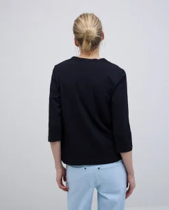 YERSE Camiseta escote panadero bordado negro Clearance