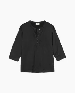 YERSE Camiseta escote panadero bordado negro Clearance