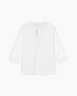 YERSE Camiseta escote panadero bordado blanco Sale