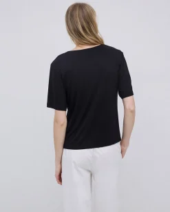 YERSE Camiseta holgada escote pico negro Discount