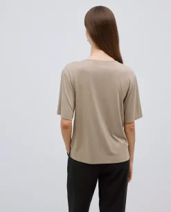 YERSE Camiseta holgada escote pico caqui Outlet