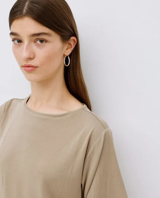 YERSE Camiseta holgada modal caqui Clearance