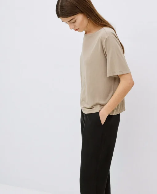 YERSE Camiseta holgada modal caqui Clearance