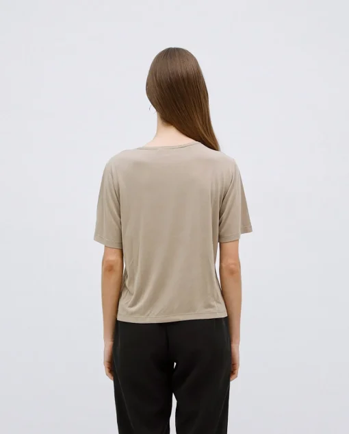 YERSE Camiseta holgada modal caqui Clearance