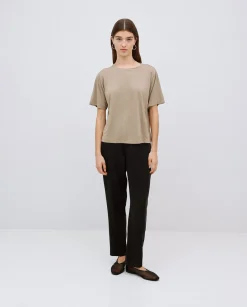YERSE Camiseta holgada modal caqui Clearance