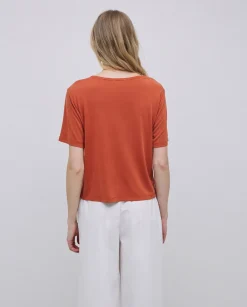YERSE Camiseta holgada modal terracota Online