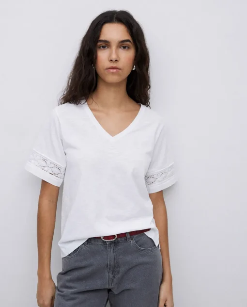 YERSE Camiseta puntillas blanco New