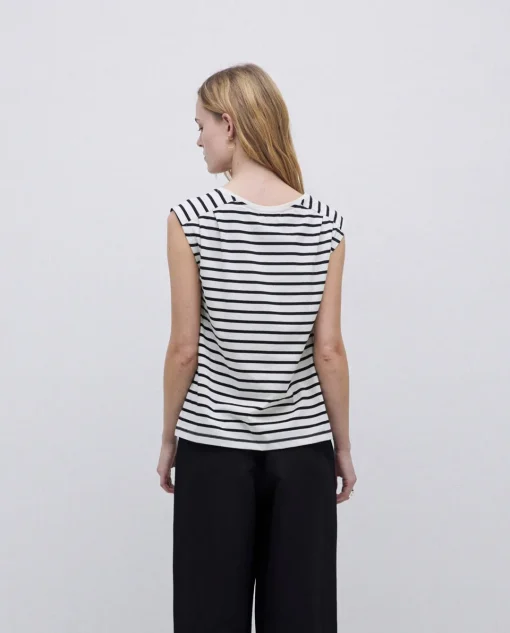 YERSE Camiseta sin mangas rayas azul noche Hot