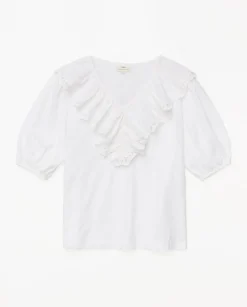 YERSE Camiseta volante con bordado blanco Best