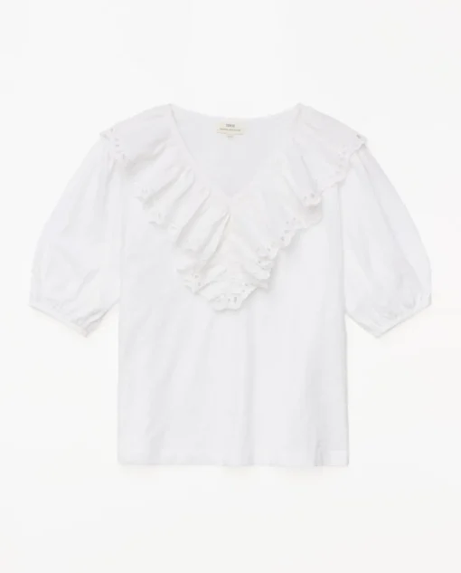 YERSE Camiseta volante con bordado blanco Best