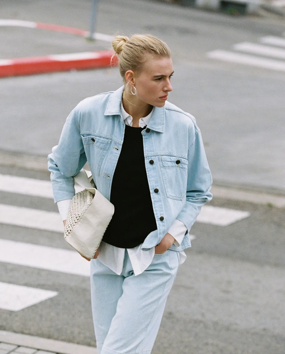 YERSE Cazadora vaquera bolsillos azul índigo New