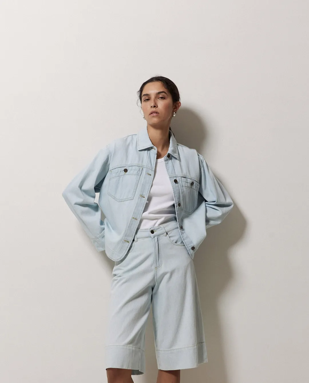 YERSE Cazadora vaquera bolsillos azul índigo New