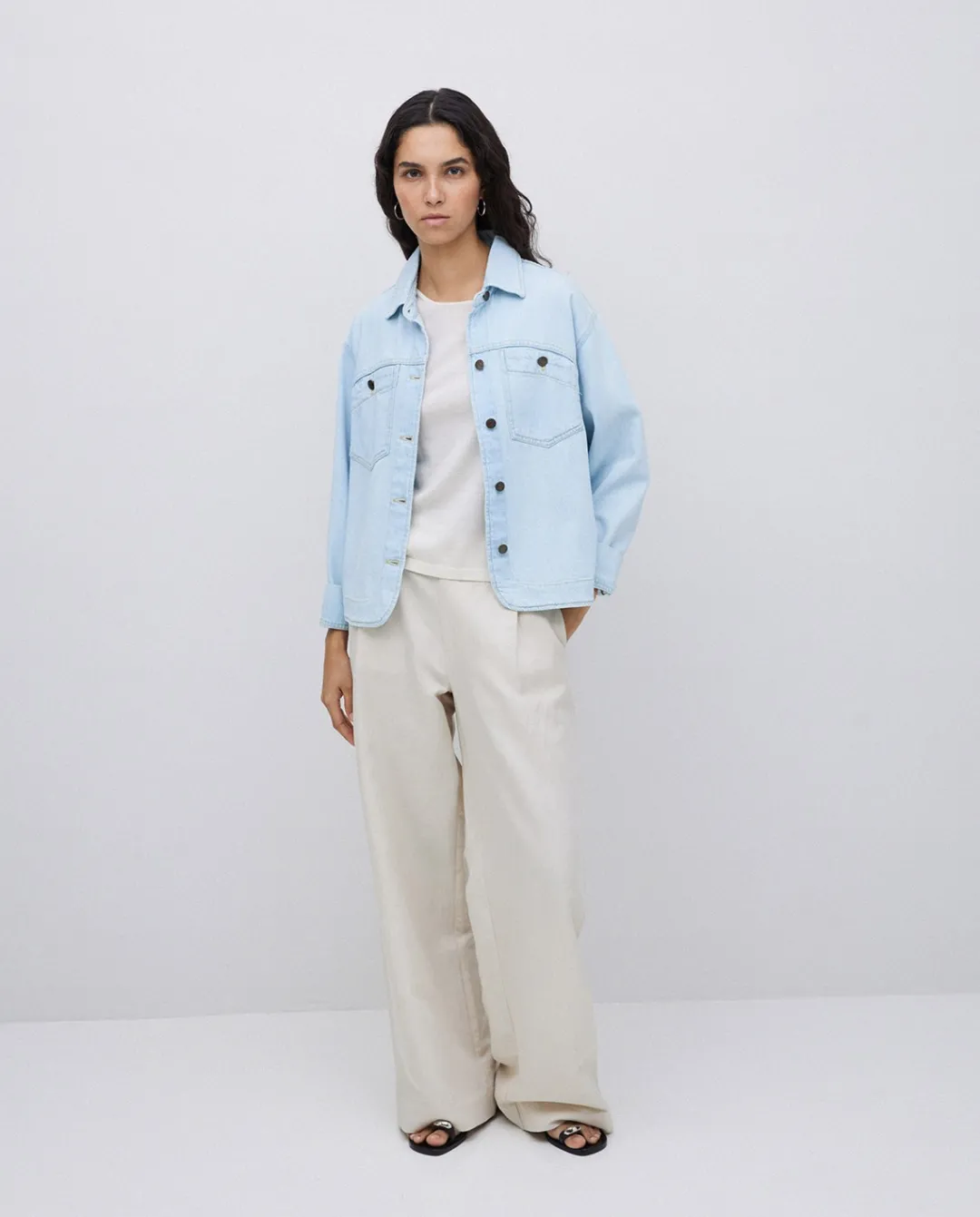 YERSE Cazadora vaquera bolsillos azul índigo New