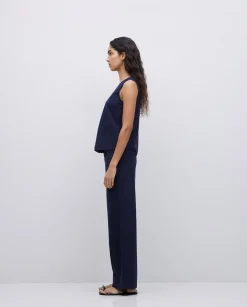 YERSE Chaleco de punto algodón azul oscuro Sale