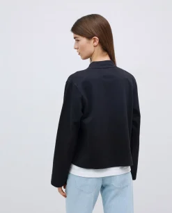YERSE Chaqueta corta cuello mao azul oscuro Online