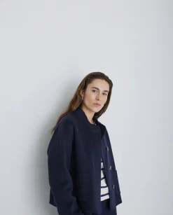YERSE Chaqueta handmade tejido doble faz azul oscuro Fashion