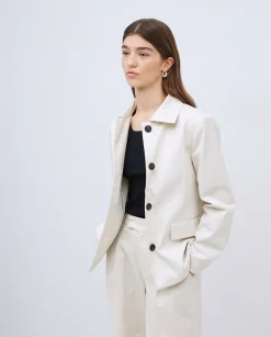 YERSE Chaqueta tejido gabardina blanco roto New