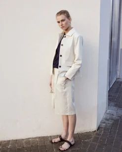 YERSE Chaqueta tejido gabardina blanco roto New