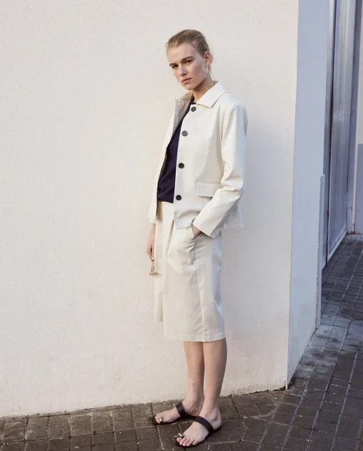 YERSE Chaqueta tejido gabardina blanco roto New