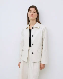 YERSE Chaqueta tejido gabardina blanco roto New