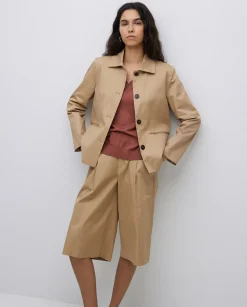 YERSE Chaqueta tejido gabardina camel Online