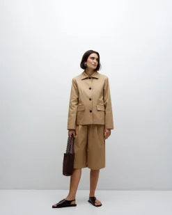 YERSE Chaqueta tejido gabardina camel Online