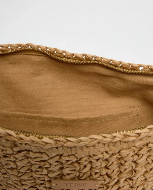 YERSE Clutch cremallera rafia natural Best