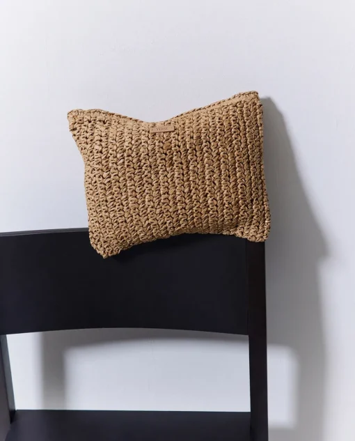 YERSE Clutch cremallera rafia natural Best