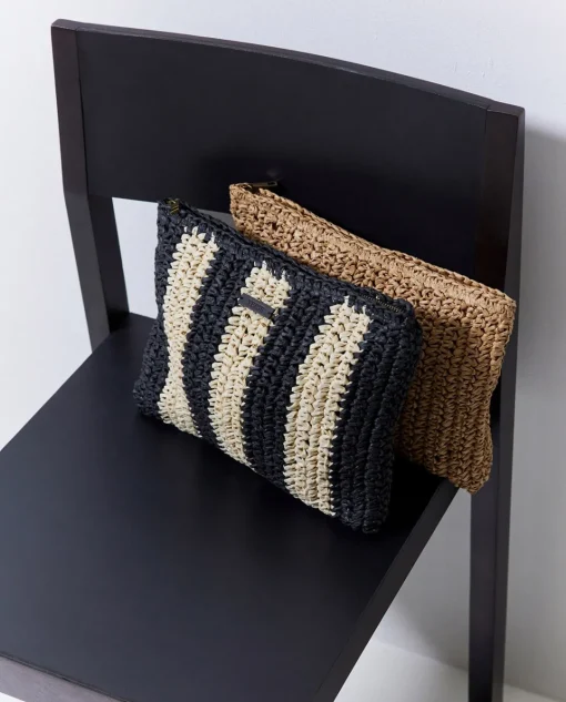 YERSE Clutch cremallera rafia natural Best
