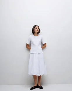 YERSE Falda globo popelín blanco Fashion