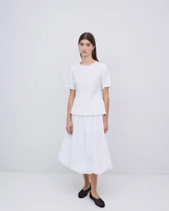 YERSE Falda globo popelín blanco Fashion