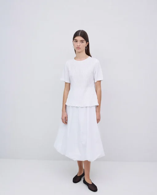 YERSE Falda globo popelín blanco Fashion