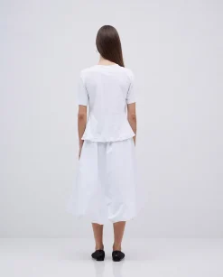YERSE Falda globo popelín blanco Fashion