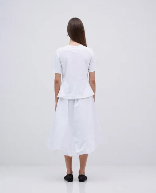 YERSE Falda globo popelín blanco Fashion
