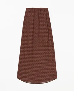 YERSE Falda midi estampado geométrico chocolate Fashion