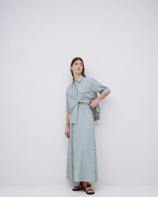 YERSE Falda midi rayas verde Fashion
