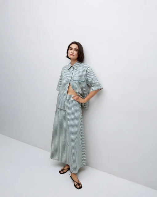 YERSE Falda midi rayas verde Fashion