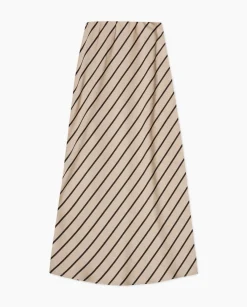 YERSE Falda midi tencel rayas crudo Discount