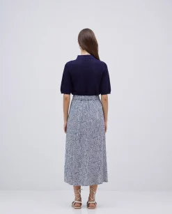 YERSE Falda midi viscosa azul Hot