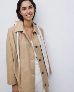 YERSE Gabardina algodón capucha camel Sale