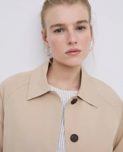 YERSE Gabardina cuello camisero beige Clearance