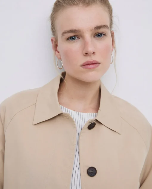 YERSE Gabardina cuello camisero beige Clearance