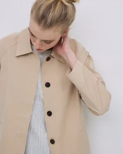 YERSE Gabardina cuello camisero beige Clearance