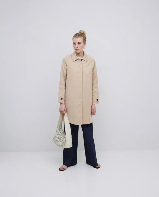 YERSE Gabardina cuello camisero beige Clearance