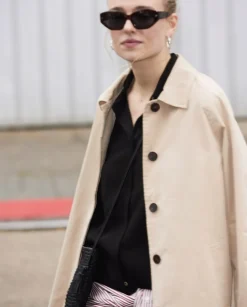 YERSE Gabardina cuello camisero beige Clearance