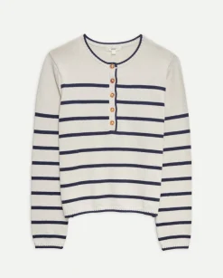 YERSE Jersey algodón orgánico rayas azul oscuro Fashion