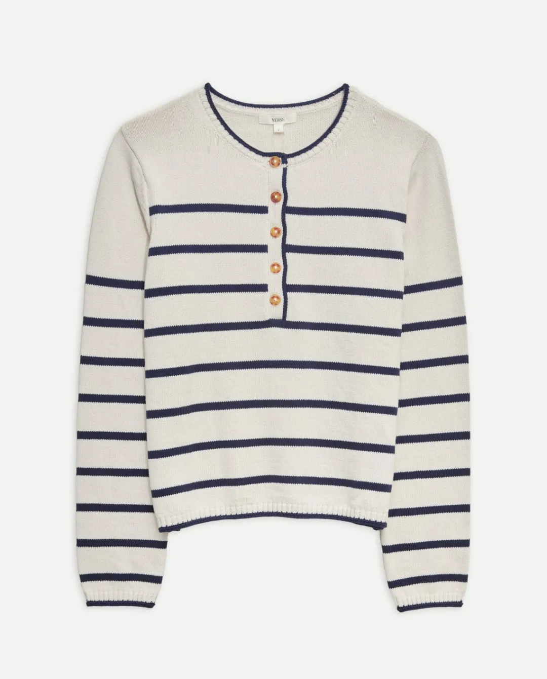 YERSE Jersey algodón orgánico rayas azul oscuro Fashion