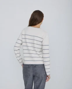 YERSE Jersey algodón orgánico rayas gris Sale