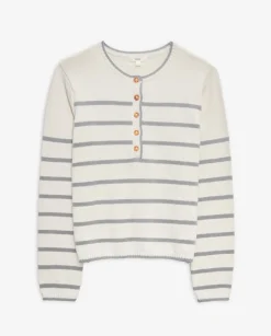 YERSE Jersey algodón orgánico rayas gris Sale