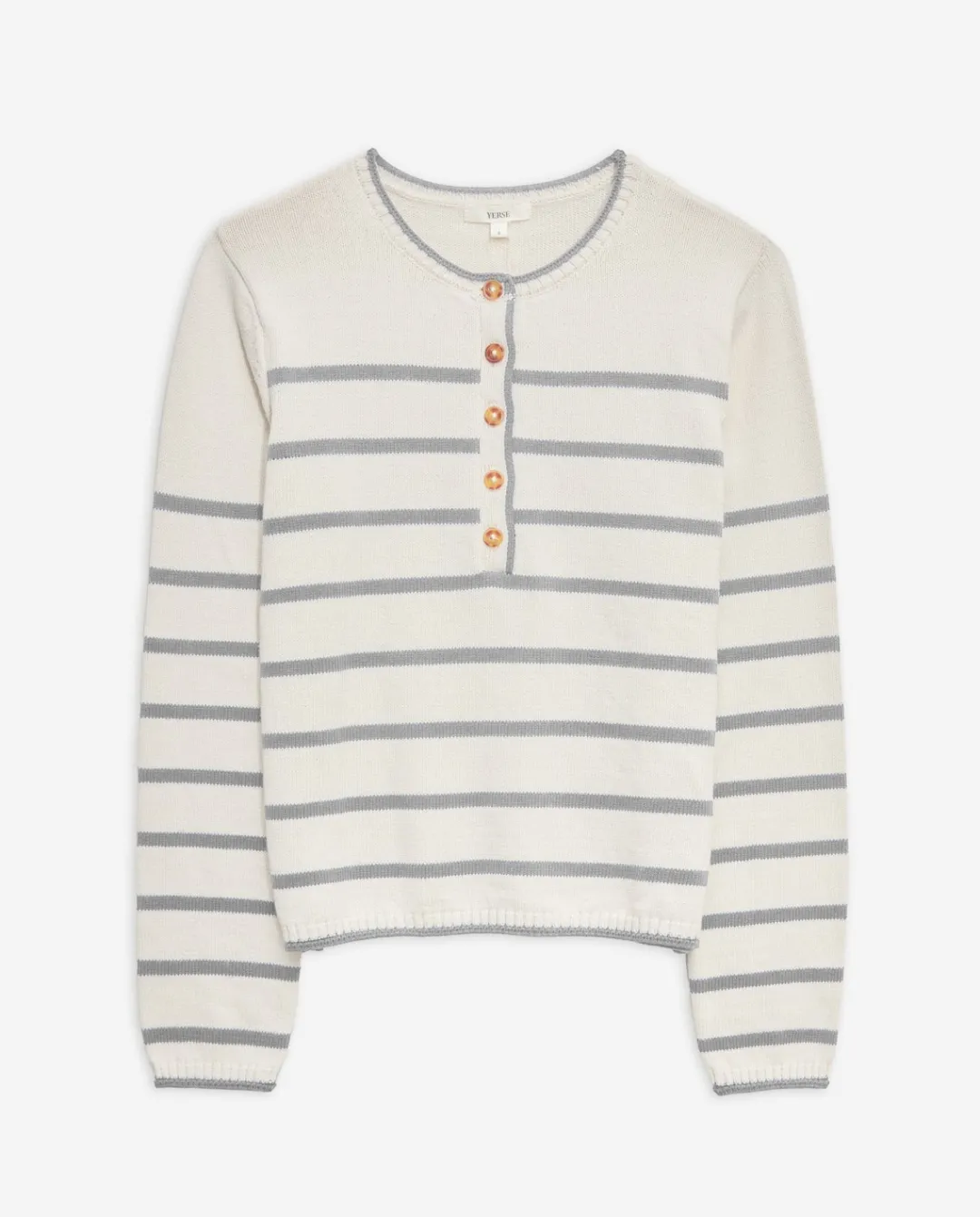 YERSE Jersey algodón orgánico rayas gris Sale